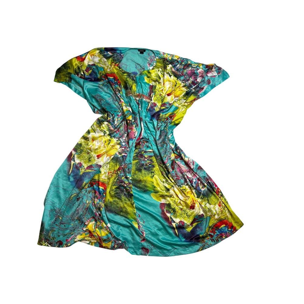 Natori Tropical Floral Kimono Caftan Dress SZ XL